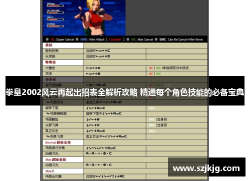 拳皇2002风云再起出招表全解析攻略 精通每个角色技能的必备宝典